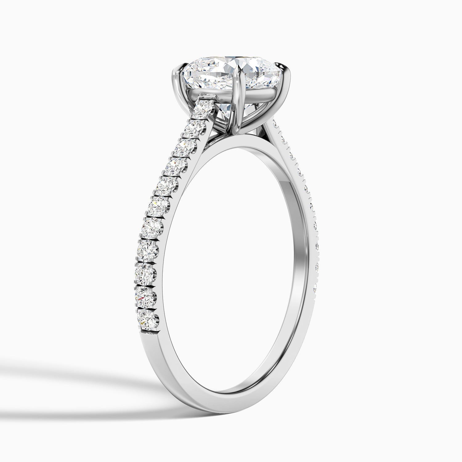 Lea 5 Carat Cushion Cut Side Stone Pave Lab Grown Diamond Ring in 18k Rose Gold