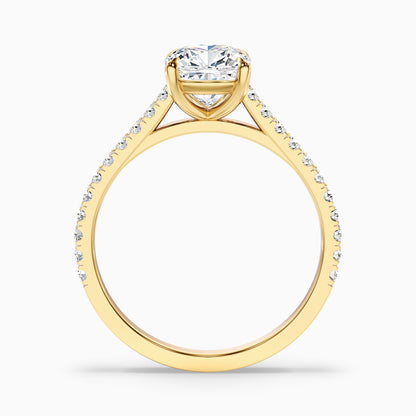 Lea 1 Carat Cushion Cut Side Stone Pave Lab Grown Diamond Ring in 925 Sterling Silver