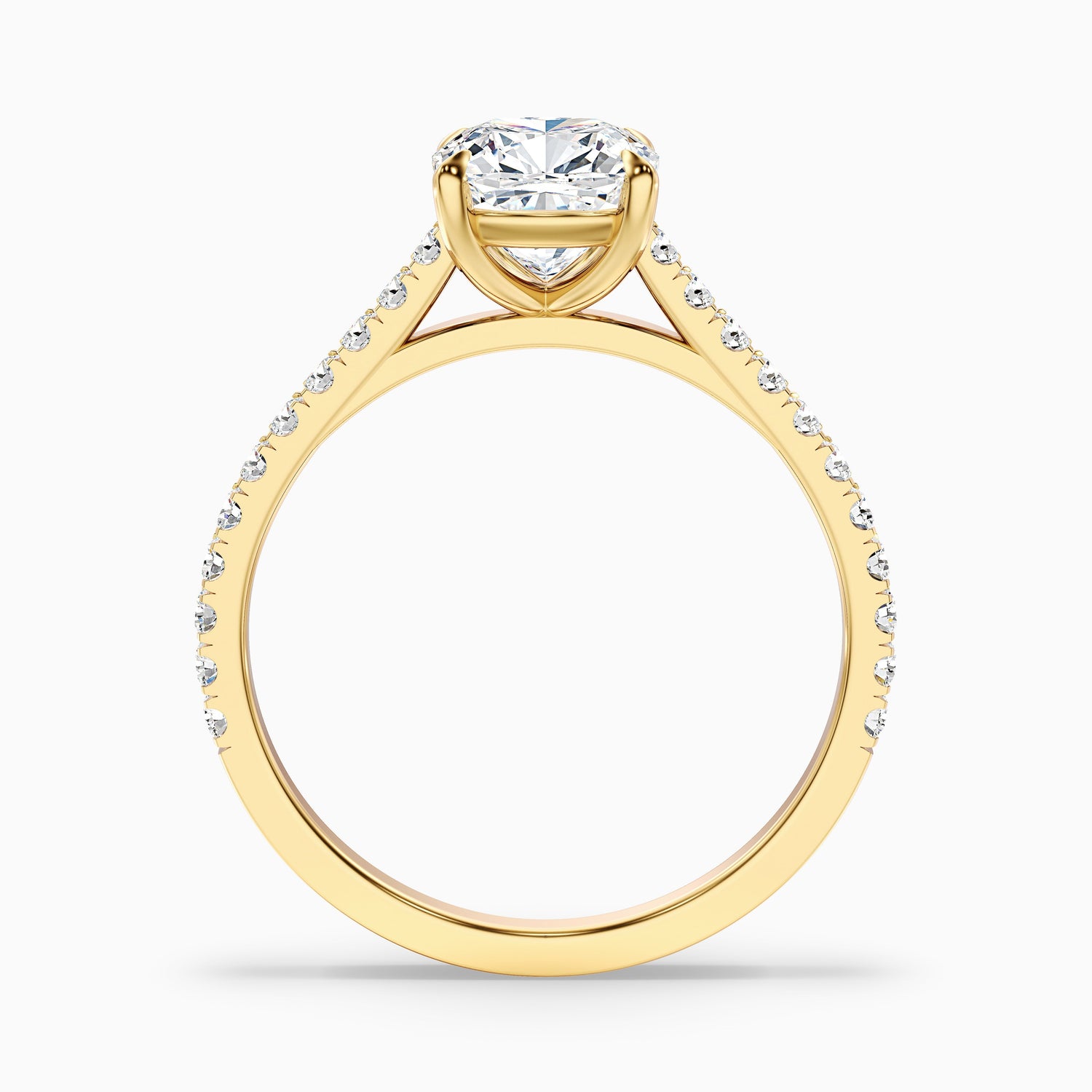 Mary 1 Carat Cushion Cut Side Stone Pave Moissanite Engagement Ring in 10k Rose Gold