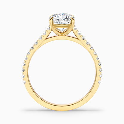 Mary 3.5 Carat Cushion Cut Side Stone Pave Moissanite Engagement Ring in 14k Rose Gold