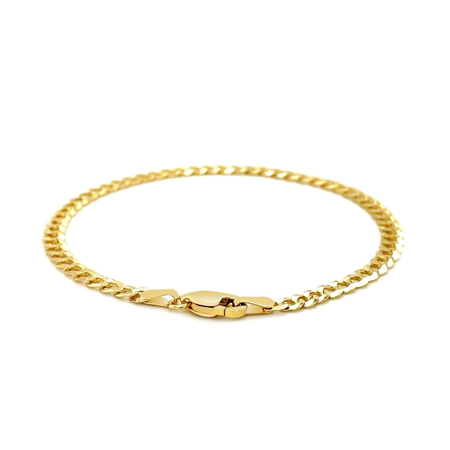 3.6mm 14k Yellow Gold Solid Curb Bracelet  DestGlow