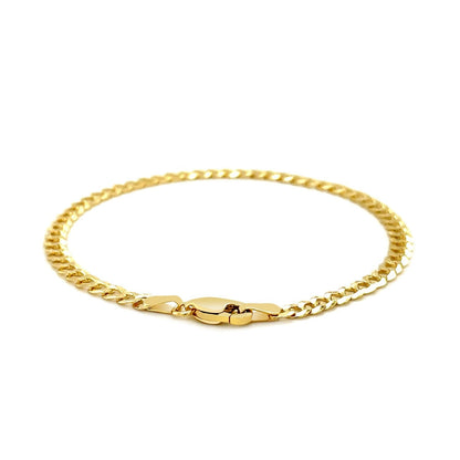 3.6mm 14k Yellow Gold Solid Curb Bracelet  DestGlow