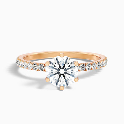 Olive 4.5 Carat Round Side Stone Pave Lab Grown Diamond Ring in 18k White Gold