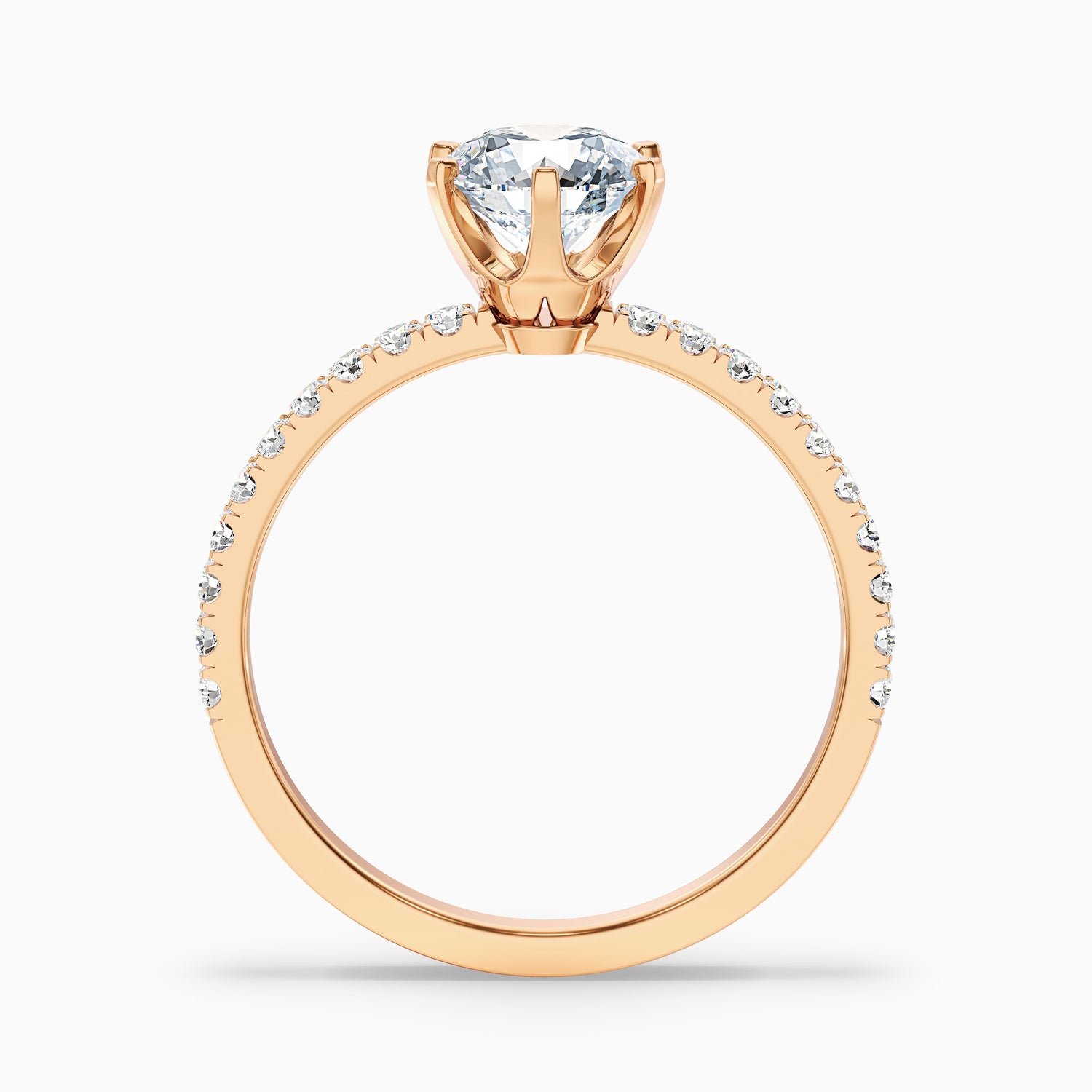 Olive 4 Carat Round Side Stone Pave Lab Grown Diamond Ring in 14k White Gold