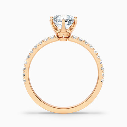 Lyra 3.5 Carat Round Side Stone Pave Moissanite Engagement Ring in 925 Sterling Silver