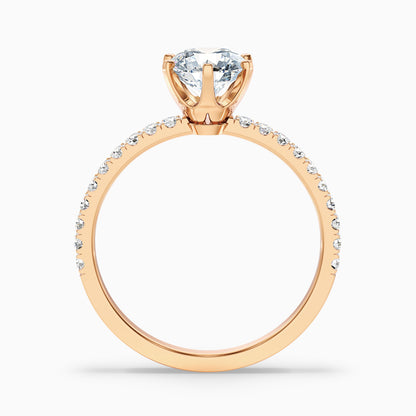 Olive 5 Carat Round Side Stone Pave Lab Grown Diamond Ring in 18k Rose Gold