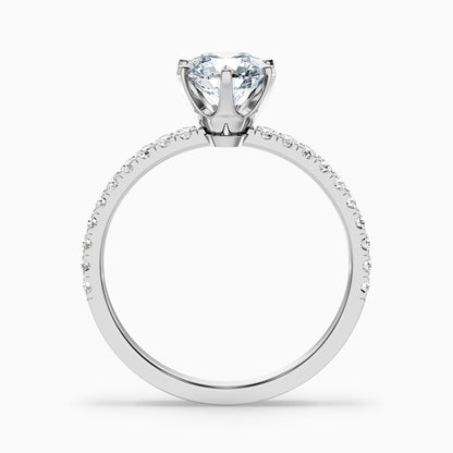 Olive 2.5 Carat Round Side Stone Pave Lab Grown Diamond Ring in 18k White Gold