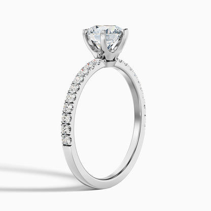 Lyra 5.5 Carat Round Side Stone Pave Moissanite Engagement Ring in 925 Sterling Silver