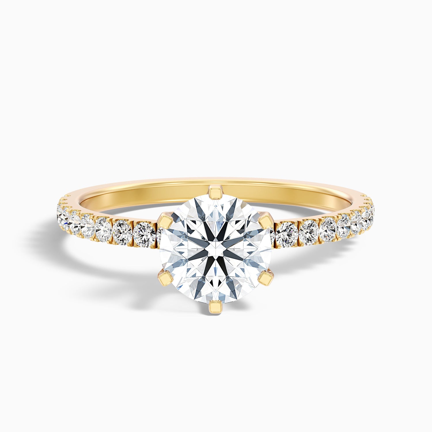 Olive 3 Carat Round Side Stone Pave Lab Grown Diamond Ring in Platinum