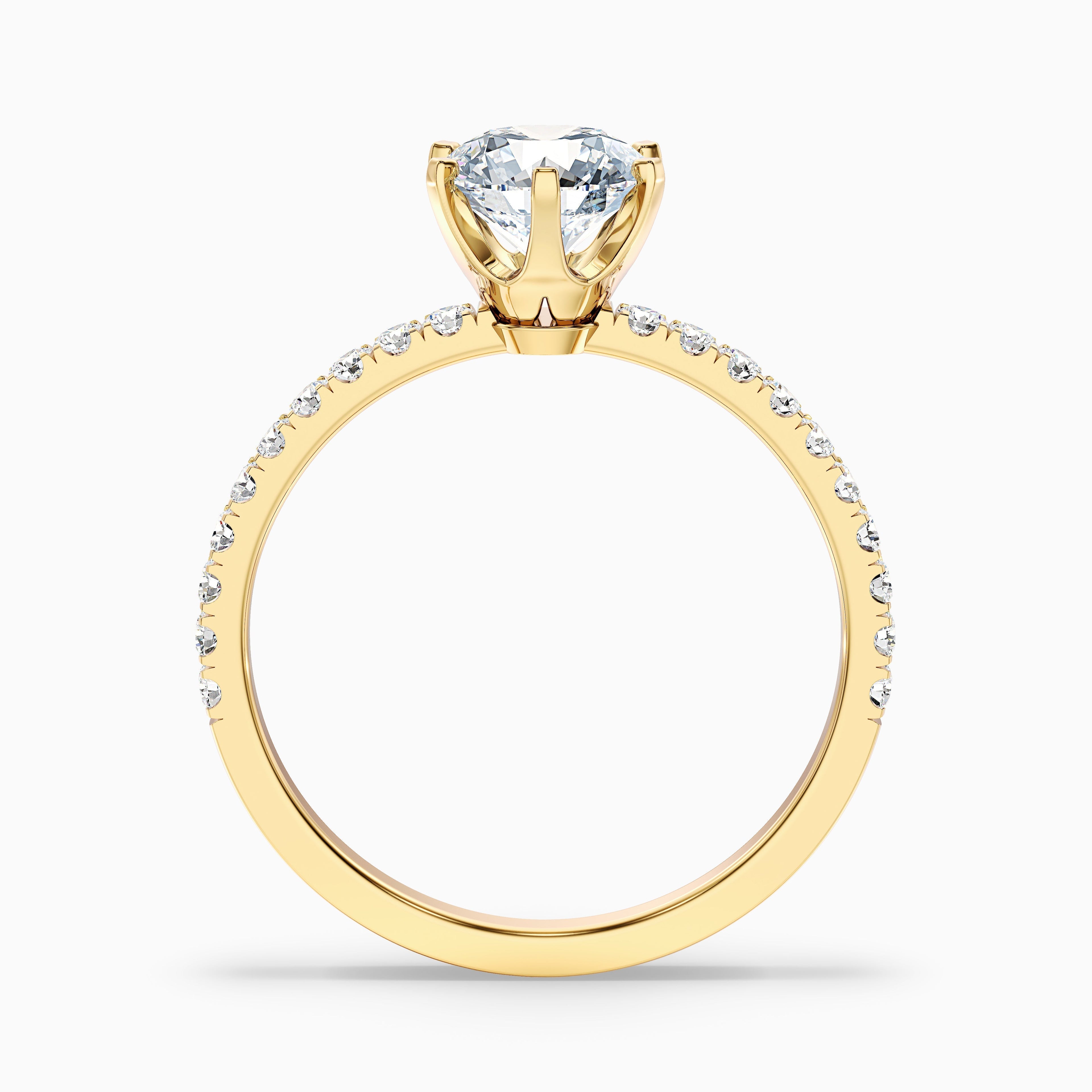 Lyra 2.5 Carat Round Side Stone Pave Moissanite Engagement Ring in 925 Sterling Silver