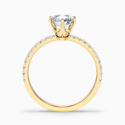 Lyra 1.5 Carat Round Side Stone Pave Moissanite Engagement Ring in Platinum