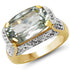 14K Yellow Gold Plated 6.81 Carat Genuine Green Amethyst & White Topaz .925 Sterling Silver Ring by Bids.com