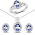2.46 Carat Genuine Tanzanite and White Topaz .925 Sterling Silver 3 Piece Jewelry Set (Ring, Earrings, and Pendant w/ Chain) by Bids.com
