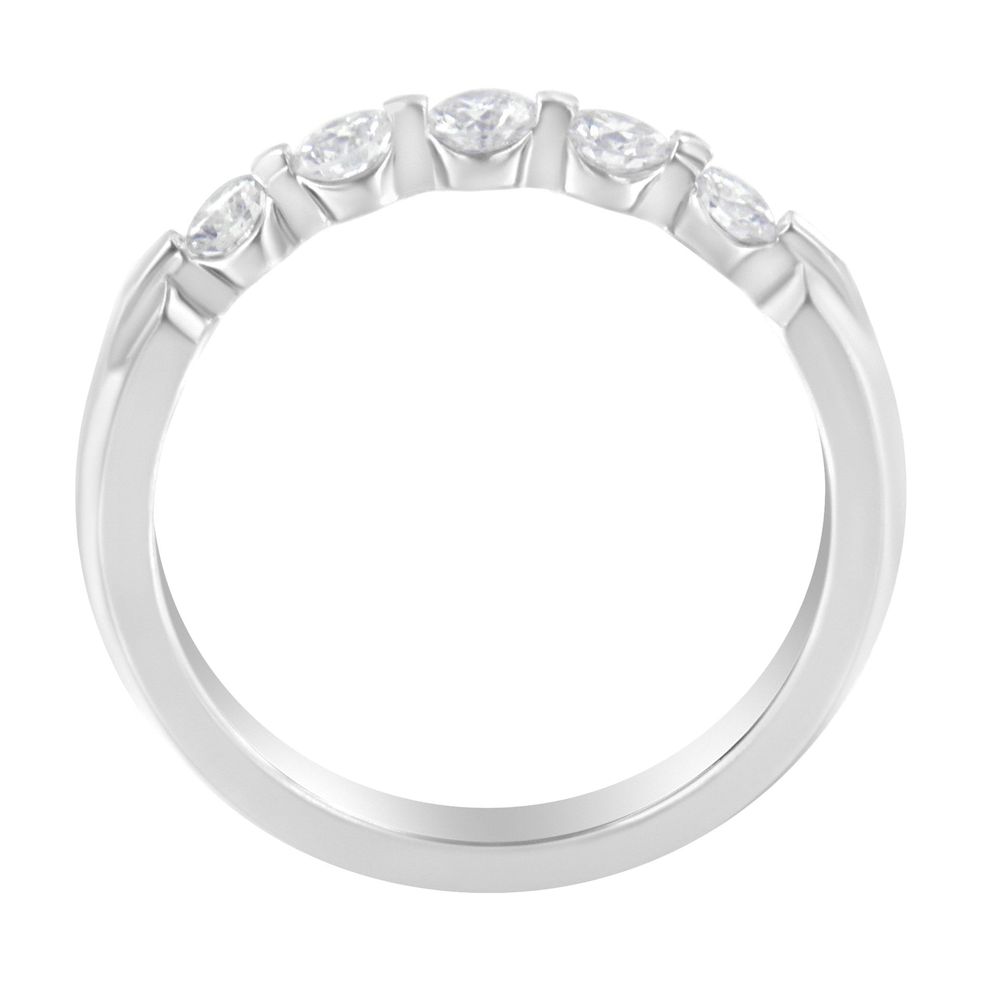 14K White Gold 1/2 cttw Diamond 5-Stone Band Ring (H-I Clarity, SI2-I1 Color) - Size 7 by Bids.com