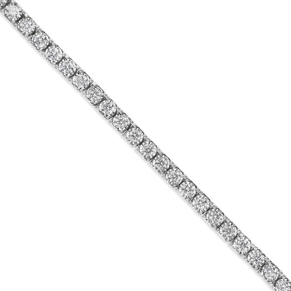 14K White Gold 2.0 Cttw Miracle Set Round-Cut Lab Grown Diamond Illusion 7" Tennis Bracelet (F-G Color, VS2-SI1 Clarity) by Bids.com