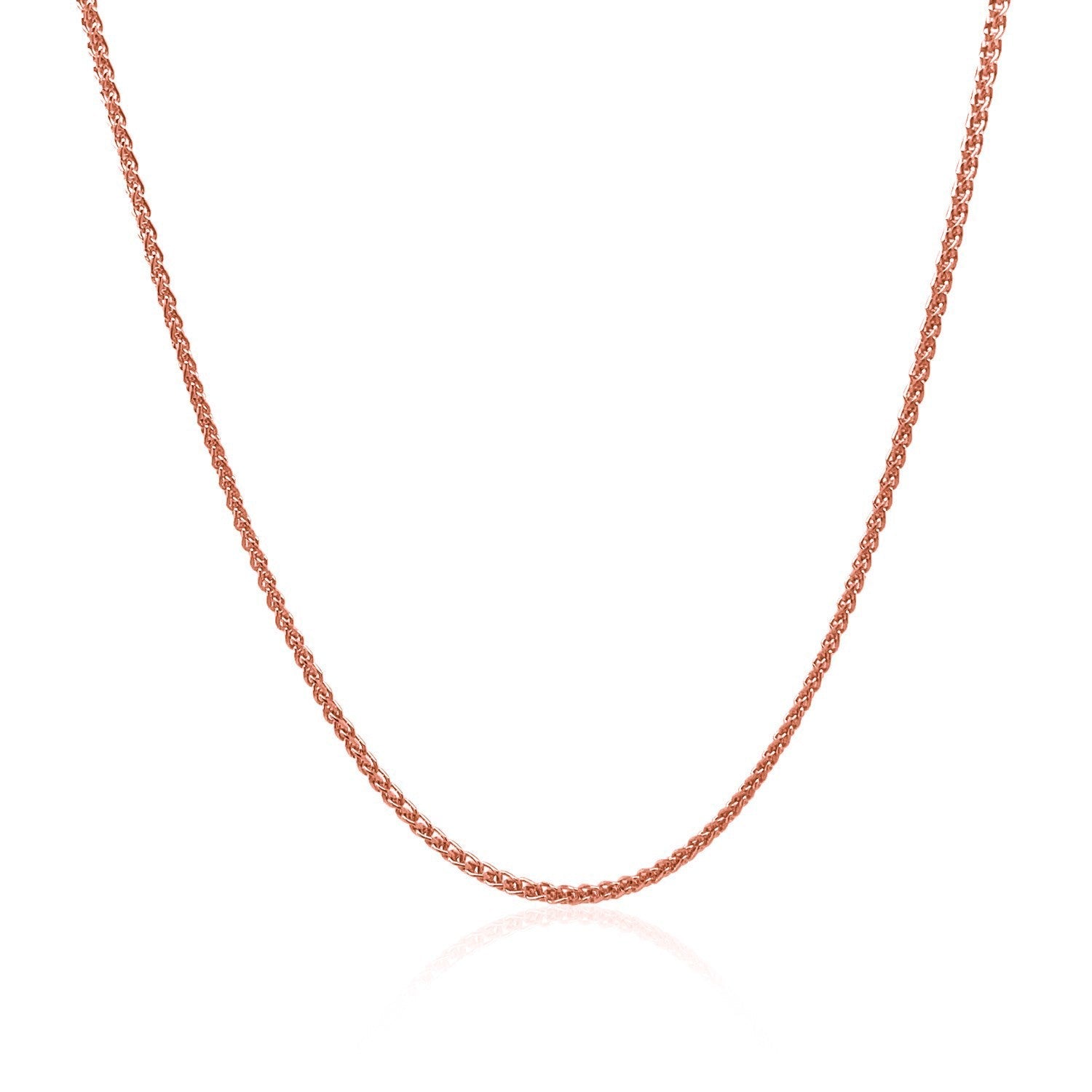 14k Rose Gold Diamond Cut Round Wheat Chain 1.1mm by Bids.com