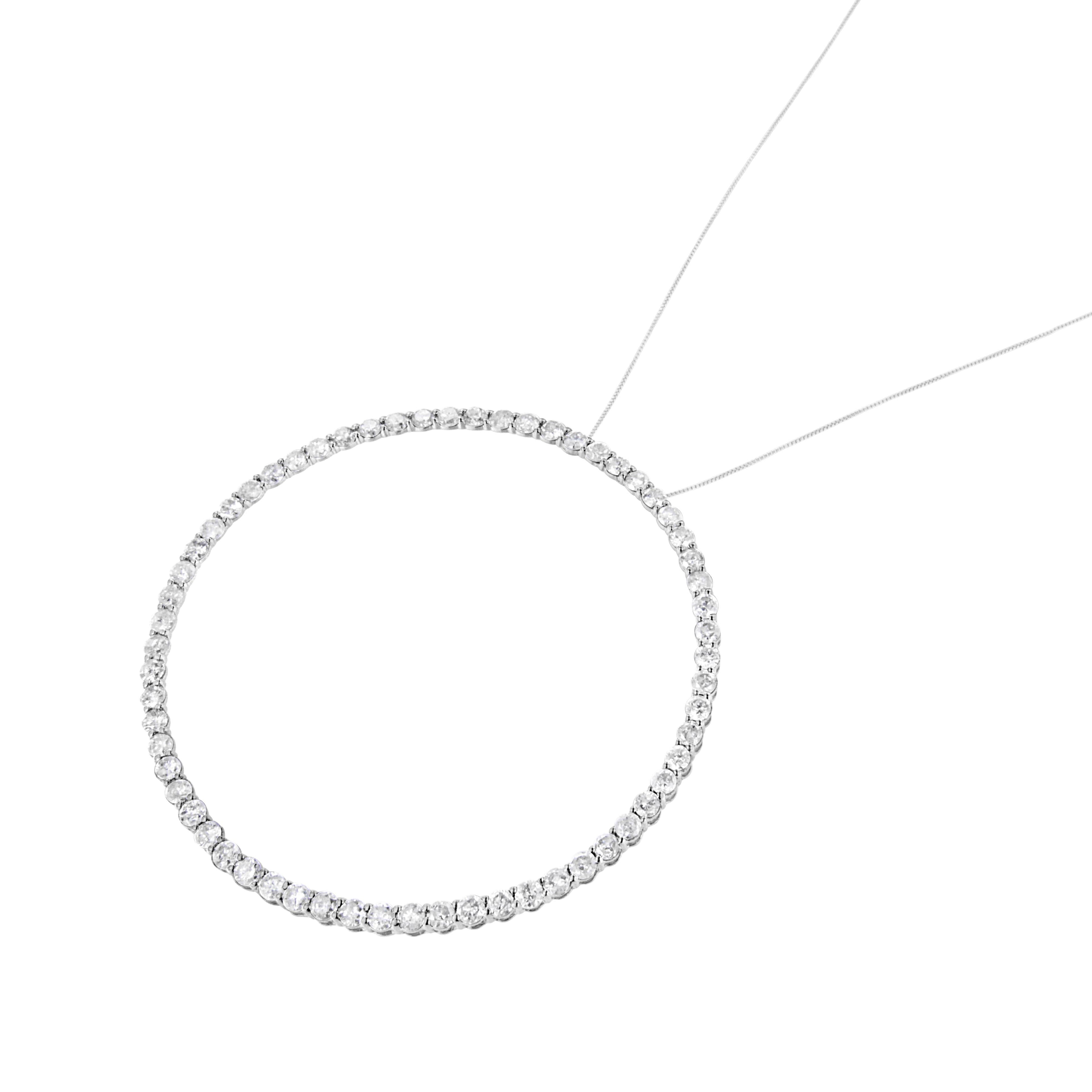 .925 Sterling Silver 5.0 Cttw Prong Set Round-cut Diamond Open Circle Hoop 18" Pendant Necklace (I-J Color, I2-I3 Clarity) by Bids.com