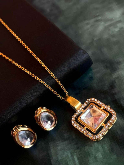 Joban Fashion Kundan Pendant With Earring Necklace Set