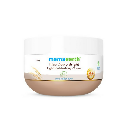 Mamaearth Rice Dewy Bright Light Moisturizing Cream with Rice Water &amp; Niacinamide For Glass-Skin