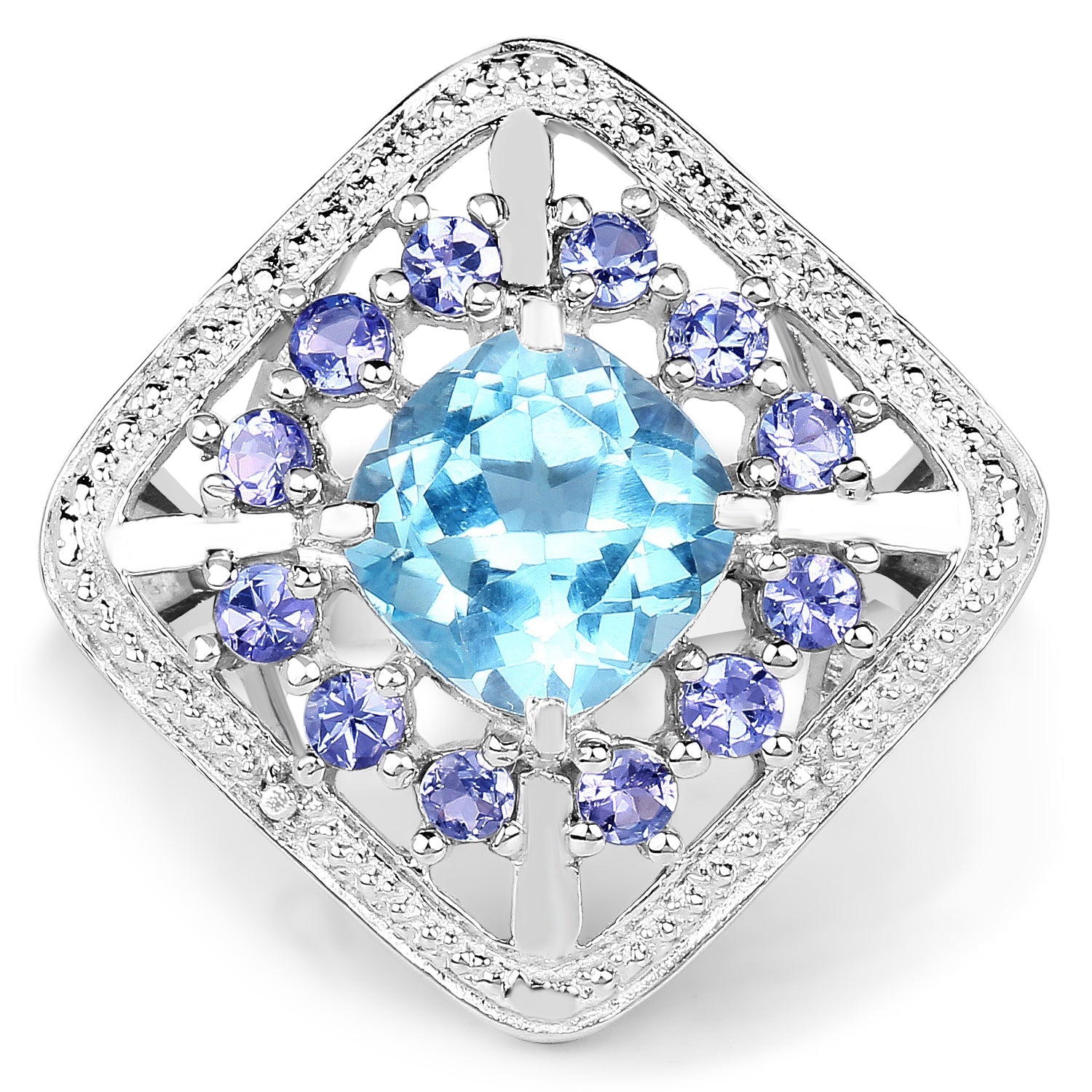 4.24 Carat Genuine Blue Topaz and Tanzanite .925 Sterling Silver Ring by Bids.com
