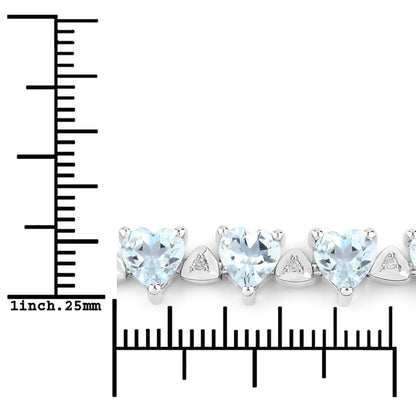 7.71 Carat Genuine Aquamarine and White Diamond .925 Sterling Silver Bracelet by Bids.com