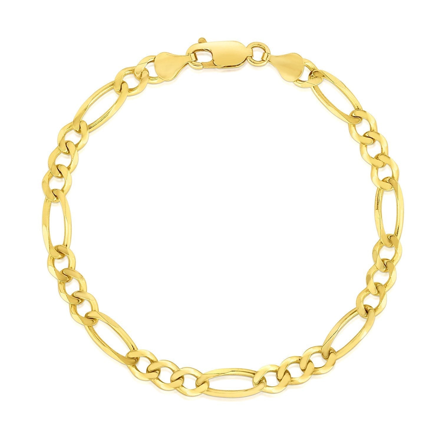 4.5mm 14k Yellow Gold Solid Figaro Bracelet  DestGlow