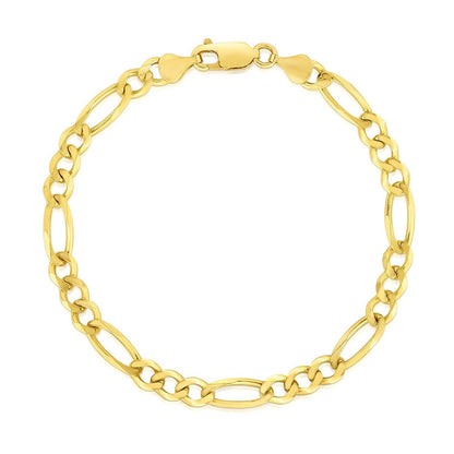 4.5mm 14k Yellow Gold Solid Figaro Bracelet  DestGlow