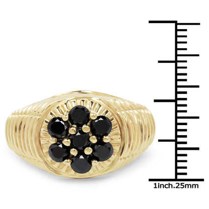 14K Yellow Gold Plated 1.40 Carat Genuine Black Diamond .925 Sterling Silver Ring by Bids.com