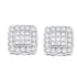 14K White Gold 1.0 Cttw Round Brilliant & Princess Cut Diamond Scallop-Edge Framed Square Halo Stud Earrings (G-H Color, SI1-SI2 Clarity) by Bids.com