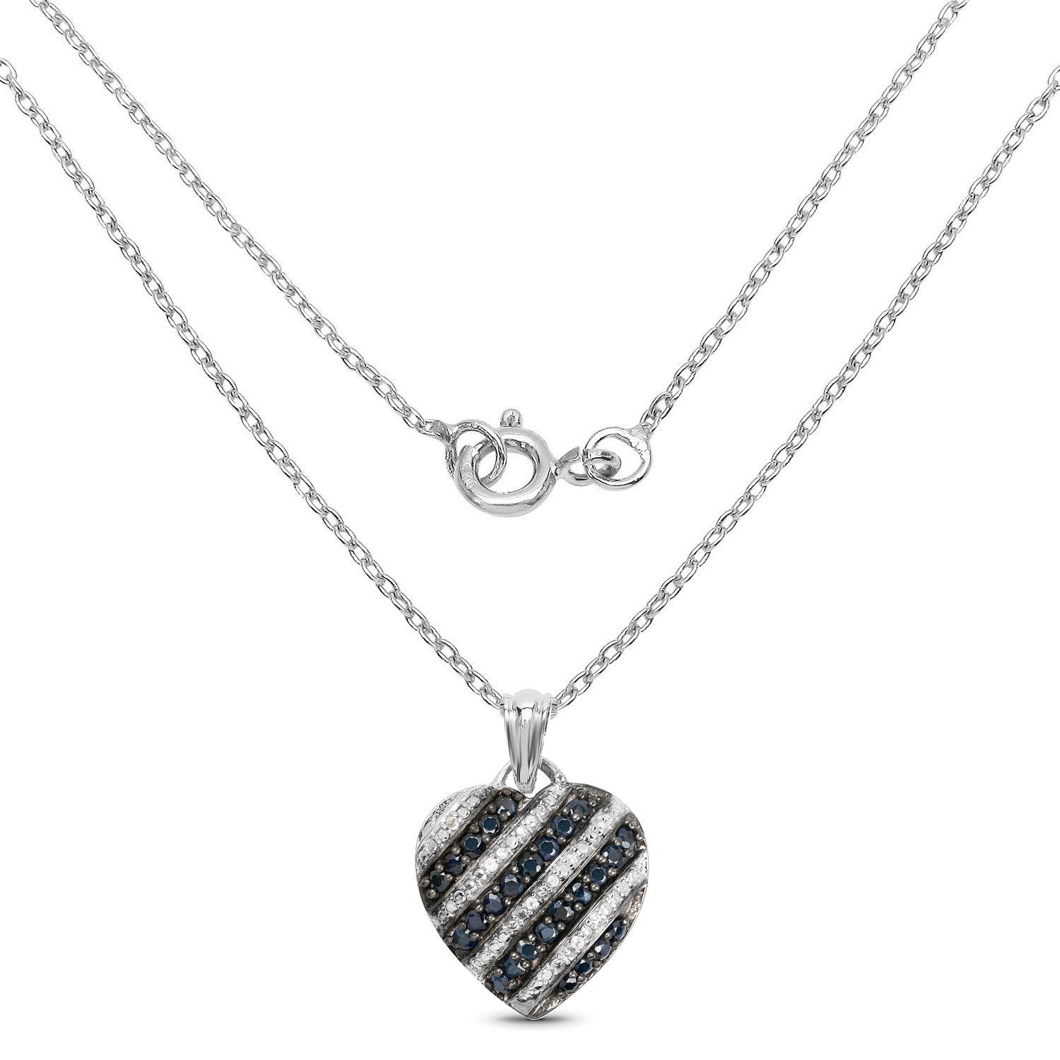 1.55 Carat Genuine Blue Sapphire and White Topaz .925 Sterling Silver Pendant by Bids.com