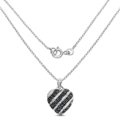 1.55 Carat Genuine Blue Sapphire and White Topaz .925 Sterling Silver Pendant by Bids.com