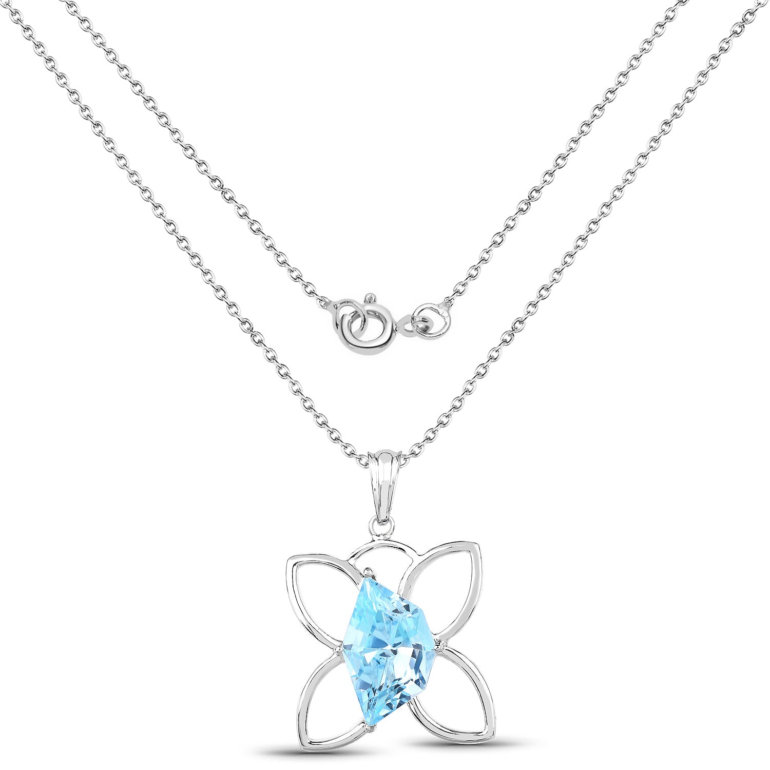 10.58 Carat Genuine Swiss Blue Topaz .925 Sterling Silver Pendant  DestGlow