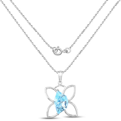 10.58 Carat Genuine Swiss Blue Topaz .925 Sterling Silver Pendant  DestGlow