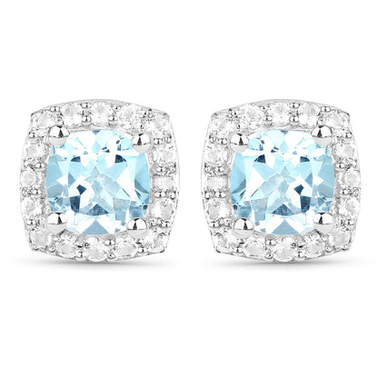 4.62 Carat Genuine Blue Topaz and White Topaz .925 Sterling Silver 3 Piece Jewelry Set (Ring, Earrings, and Pendant w/ Chain) by Bids.com