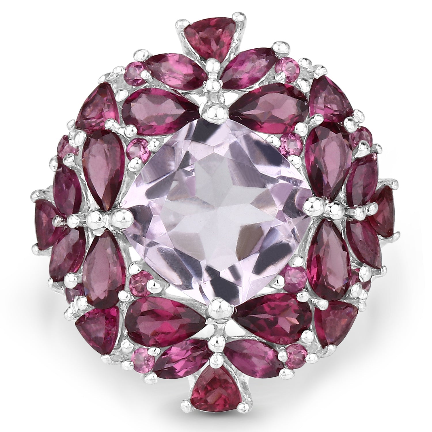 8.19 Carat Genuine Pink Amethyst and Rhodolite .925 Sterling Silver Ring by Bids.com