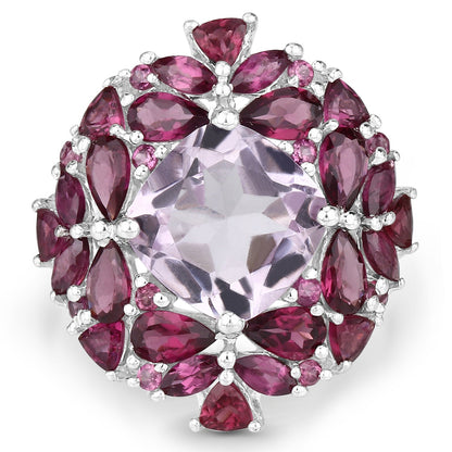 8.19 Carat Genuine Pink Amethyst and Rhodolite .925 Sterling Silver Ring by Bids.com
