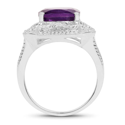 4.35 Carat Genuine Amethyst .925 Sterling Silver Ring by Bids.com