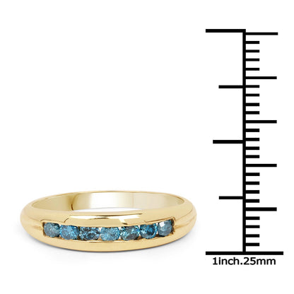 14K Yellow Gold Plated 0.35 Carat Genuine Blue Diamond .925 Sterling Silver Ring by Bids.com