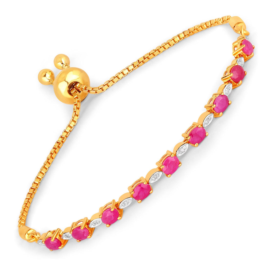 2.01 Carat Genuine Ruby and White Diamond .925 Sterling Silver Bracelet by Bids.com