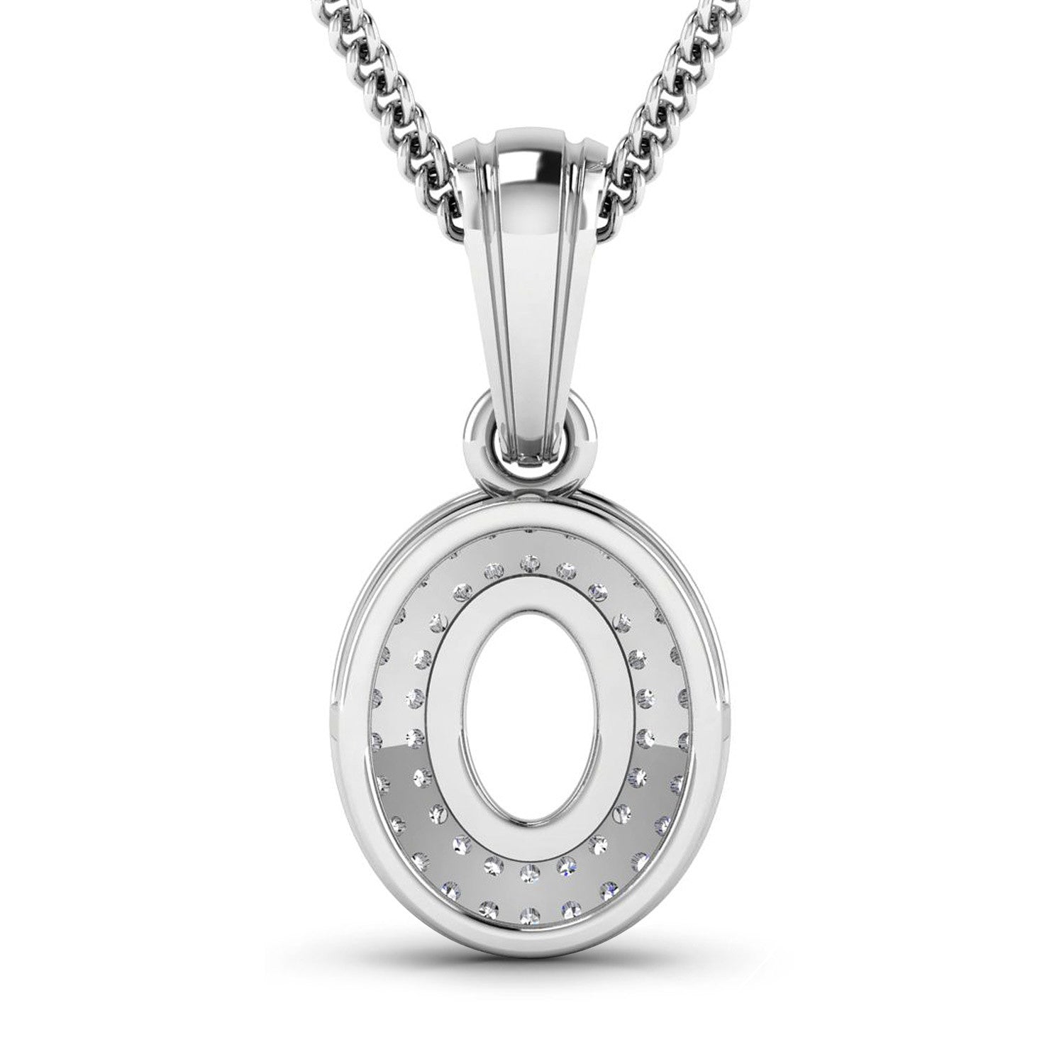 0.17 Carat Genuine White Diamond 14K White Gold Semi Mount Pendant - holds 7x5mm Oval Gemstone  DestGlow