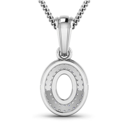 0.17 Carat Genuine White Diamond 14K White Gold Semi Mount Pendant - holds 7x5mm Oval Gemstone  DestGlow