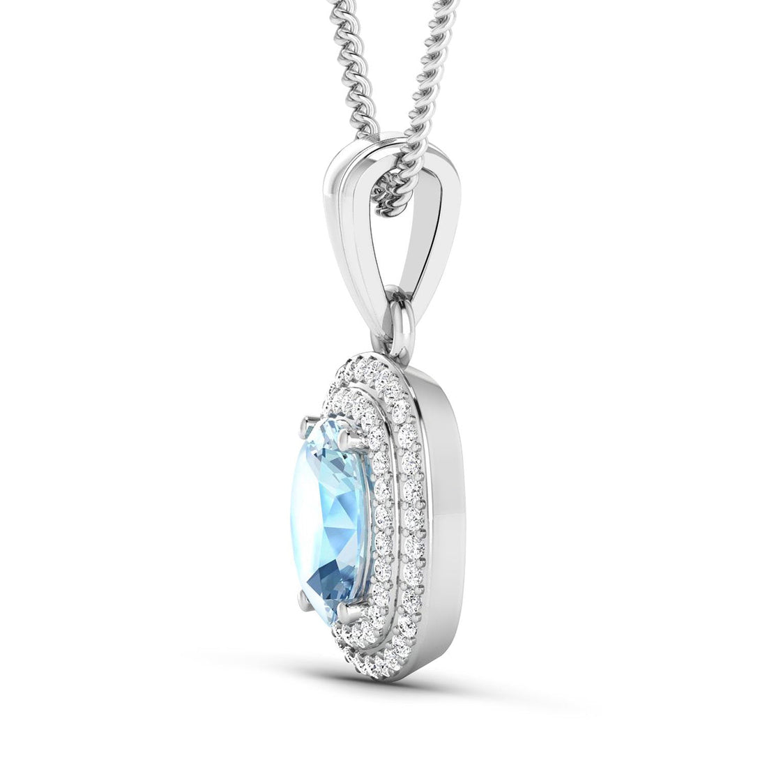 1.35 Carat Genuine Aquamarine and White Diamond 14K White Gold Pendant by Bids.com