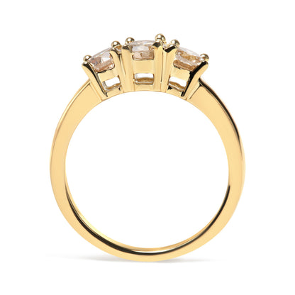 10K Yellow Gold 1.00 Cttw Champagne Diamond 3-Stone Band Ring (J-K Color, I1-I2 Clarity) - Size 7 by Bids.com