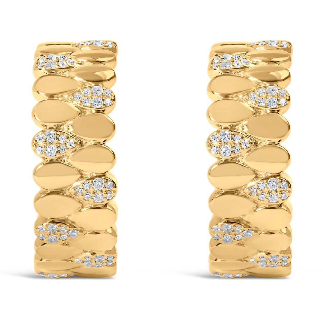 14K Yellow Gold Plated .925 Sterling Silver 3/8 Cttw Diamond Pave Pear Link J Hoop Earrings (H-I Color, I1-I2 Clarity) by Bids.com