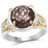 3.28 Carat Genuine Smoky Quartz and Yellow Diamond .925 Sterling Silver Ring by Bids.com