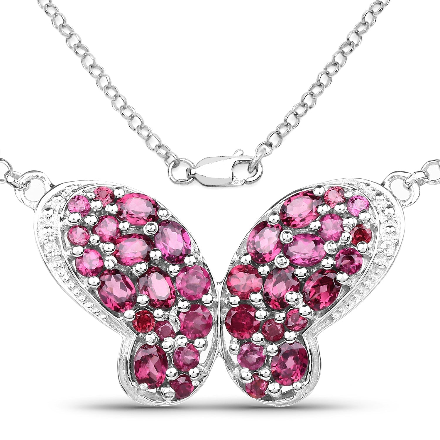 4.15 Carat Genuine Rhodolite and White Topaz .925 Sterling Silver Pendant by Bids.com