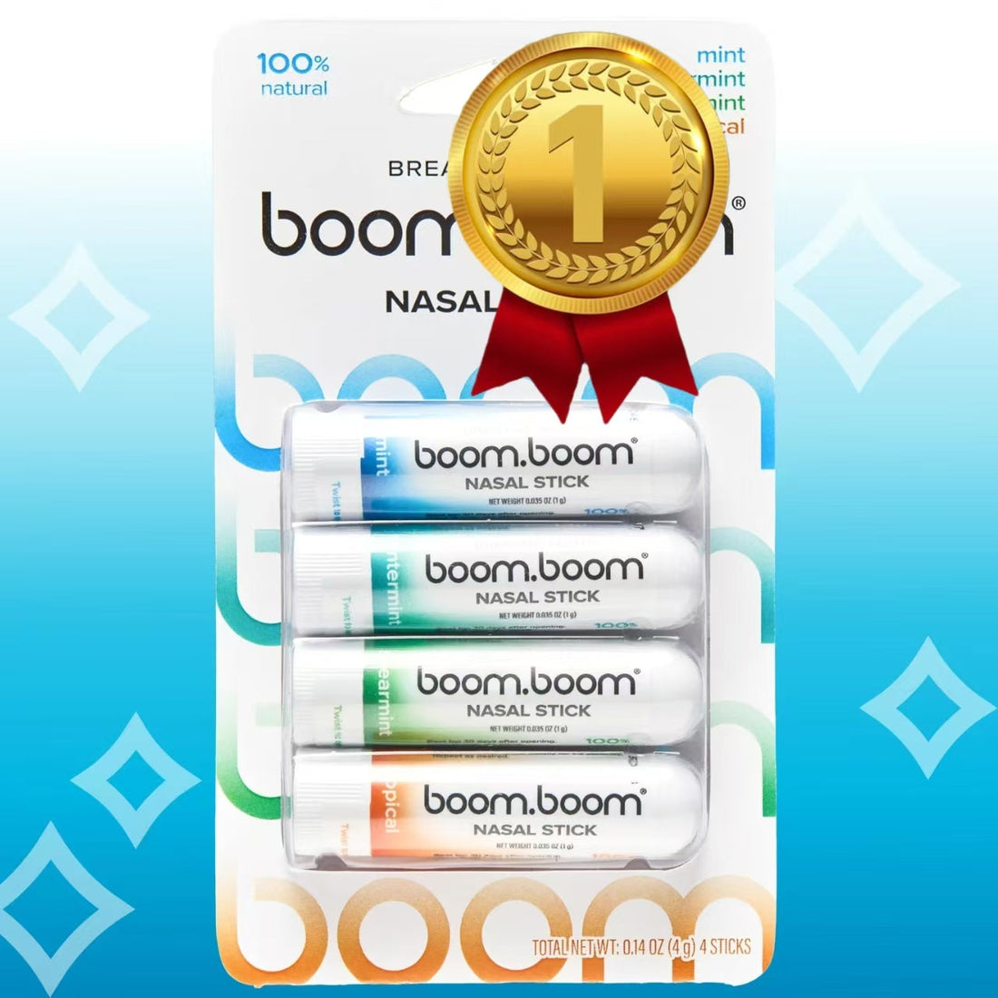 BoomBoom Nasal Stick | Vapor Flow Technology | Cool Refreshing Sensation | Natural Mood Boost | Simple Ingredients | Essential Oils + Menthol Inhaler (Spearmint) by VAH