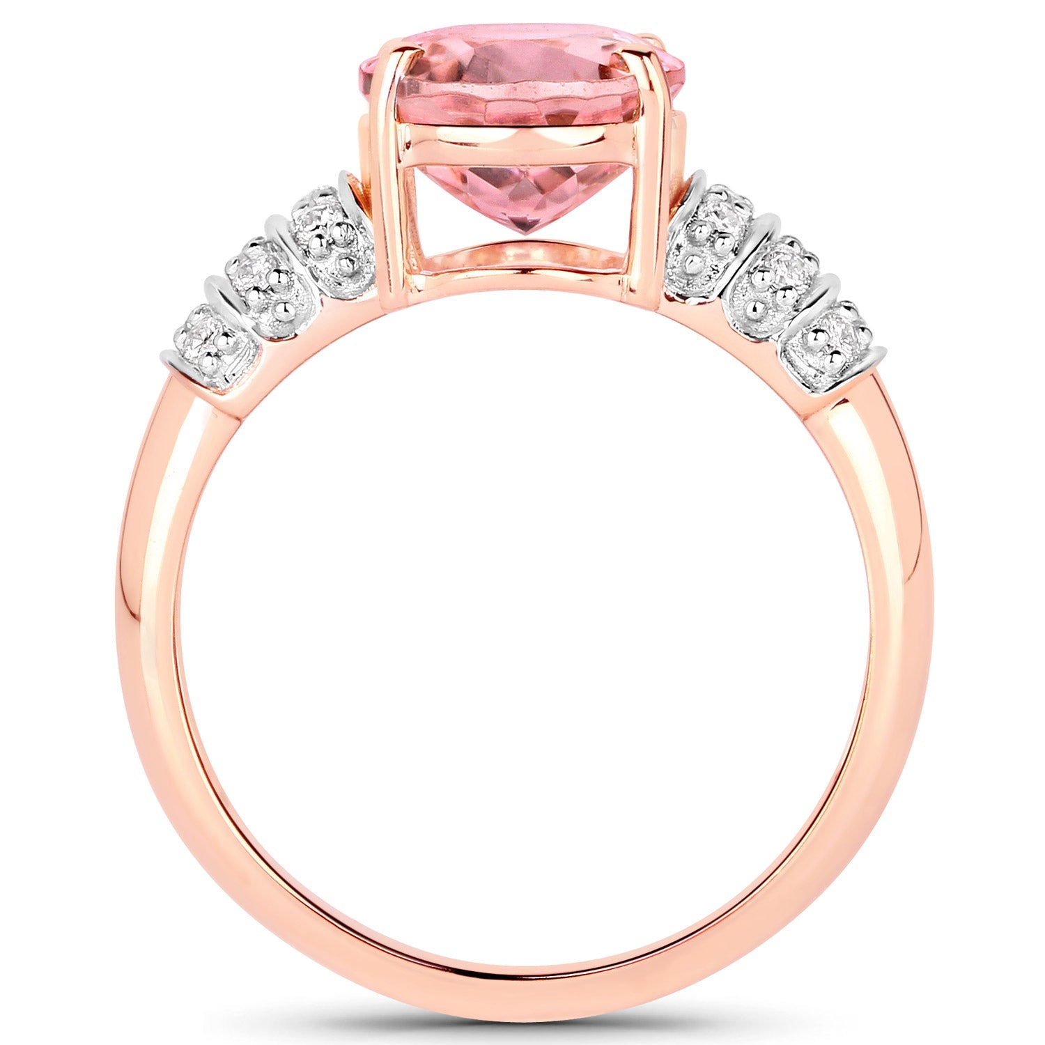 3.11 Carat Genuine Pink Tourmaline and White Diamond 14K Rose Gold Ring by Bids.com