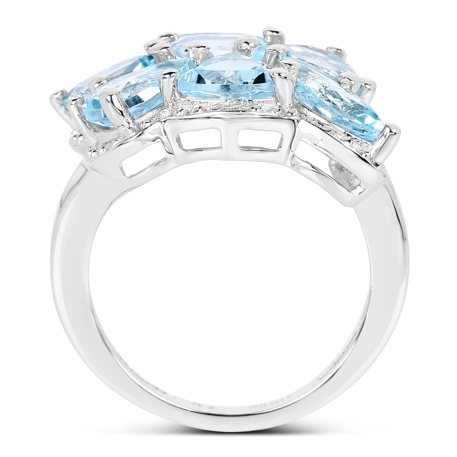 4.34 Carat Genuine Blue Topaz .925 Sterling Silver Ring  DestGlow