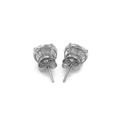 14k White Gold 8.0mm Round CZ Stud Earrings by Bids.com